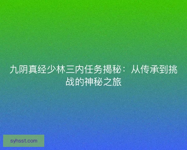 九阴真经少林三内任务揭秘：从传承到挑战的神秘之旅