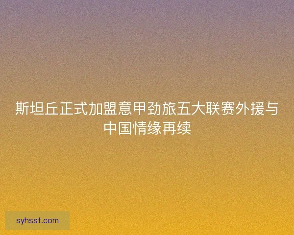 斯坦丘正式加盟意甲劲旅五大联赛外援与中国情缘再续