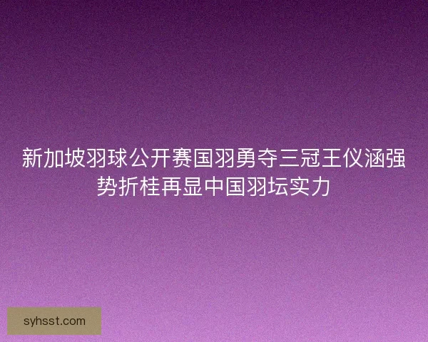 新加坡羽球公开赛国羽勇夺三冠王仪涵强势折桂再显中国羽坛实力