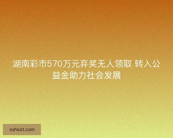湖南彩市570万元弃奖无人领取 转入公益金助力社会发展